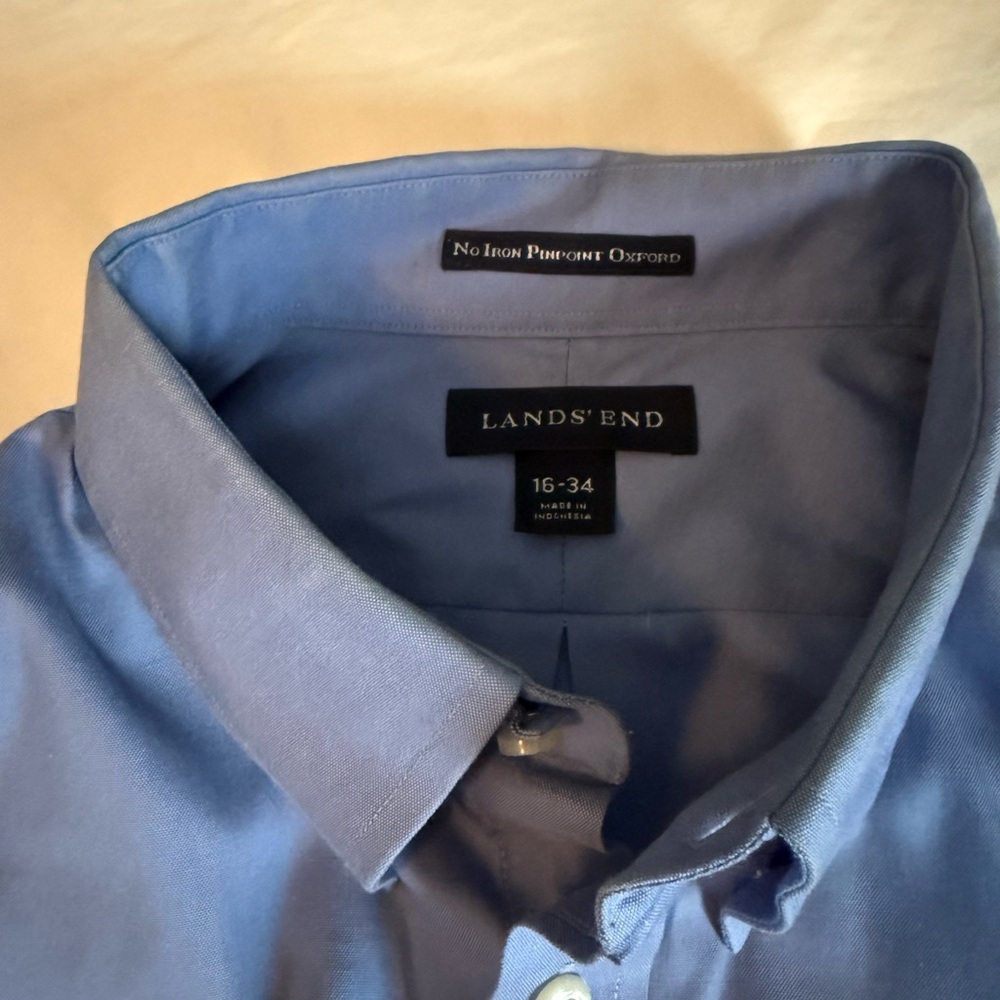 Lands' End Men's Classic Blue Dress Shirt